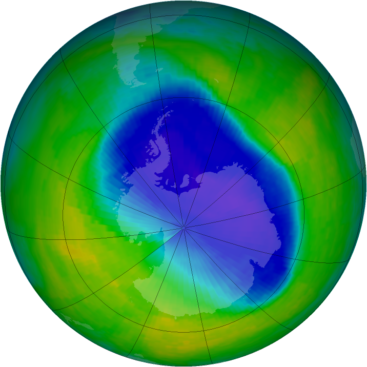 Antarctic ozone map for 13 November 1993